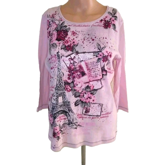 Christopher & Banks Tops - Christopher and Banks Pink Eiffel Tower Top Medium